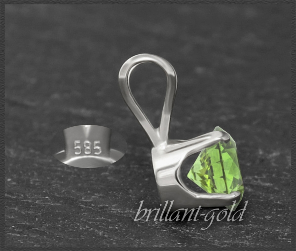 Anhänger 585 Gold Peridot grün 4,5,6,7mm